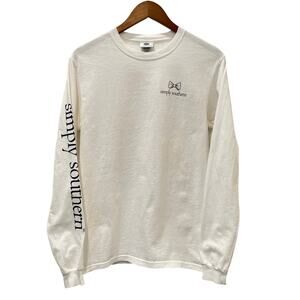 Simply Southern White Long Sleeve Graphic T Shirt Small Make Some Waves